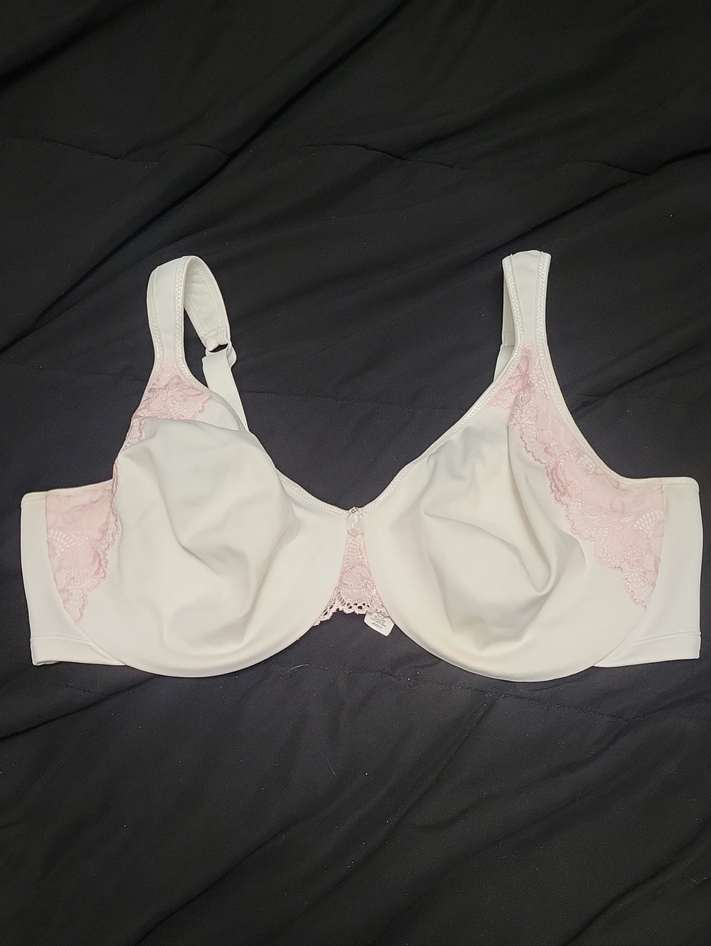 Wonderbra44D W1983 Plus No-Poke Underwire Bra White Pink Lace